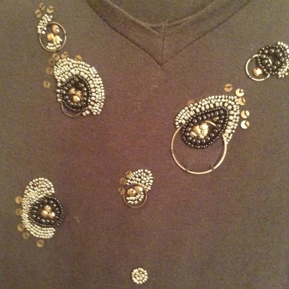 Caslon for Encore Beaded Black Short Sleeve Top 2X - Picture 5 of 8